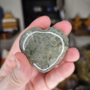 Druzy Prehnite Heart Crystal Carving W/ Stand